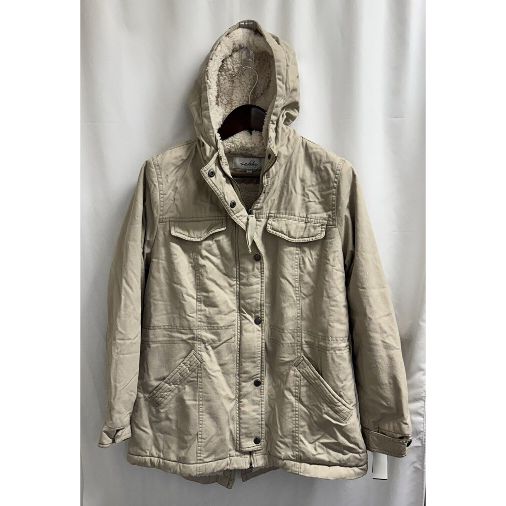 Sebby Collection Fleece Lined Hooded Coat Light Beige Junior Size XL